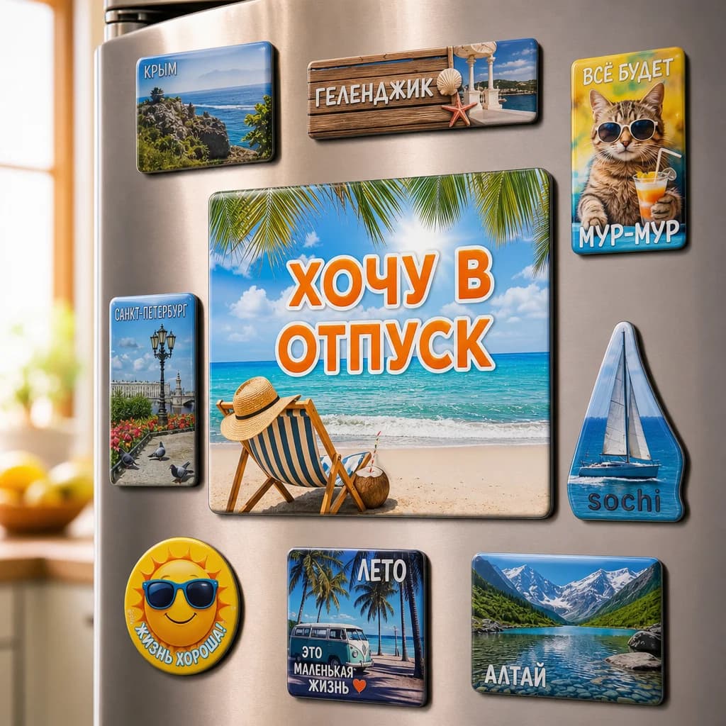 Магниты «Хочу в отпуск» — фото 1